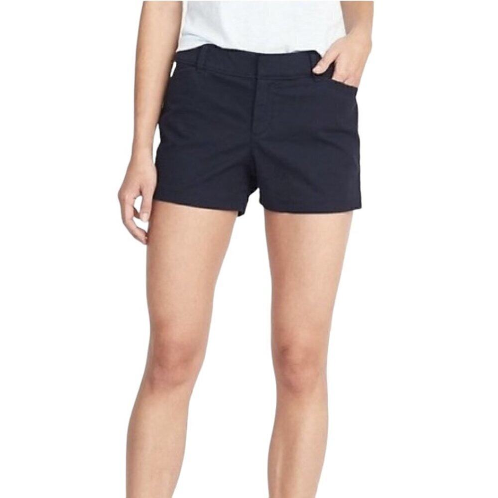 J. Crew Factory Womens Black Cotton Mid-Rise Broken In Chino Shorts Size 2